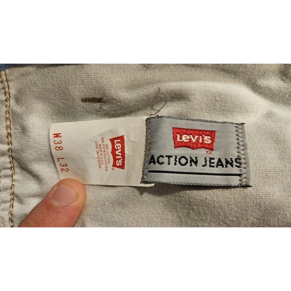 Vintage ~80s Levis Mens 38x32 Action Jeans  Orange Tab Made in USA Blue Stretch